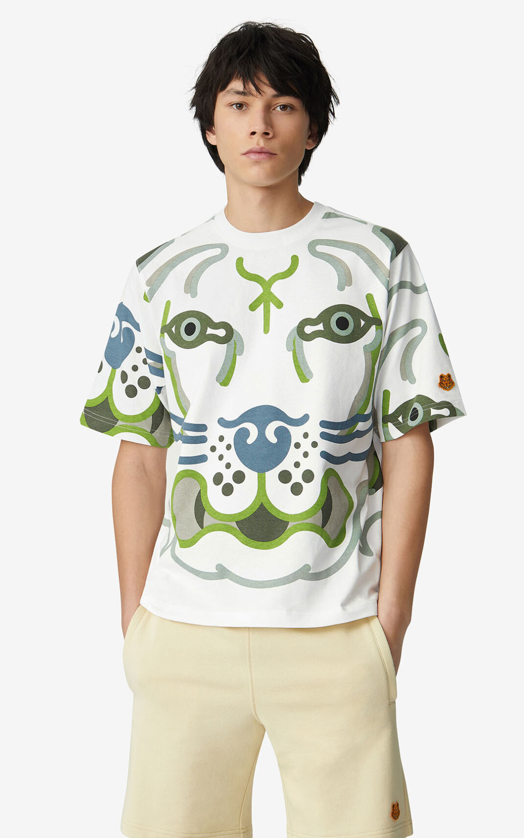 Kenzo K Tiger loose Camisetas Hombre Blancas | 7015826-LK